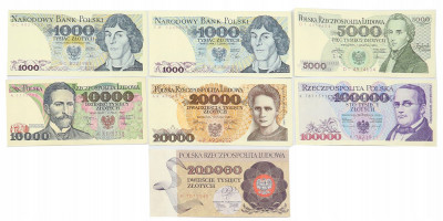 1000 – 200.000 złotych 1982 1993, zestaw 7 szt