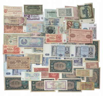 Europa zestaw 43 banknotów