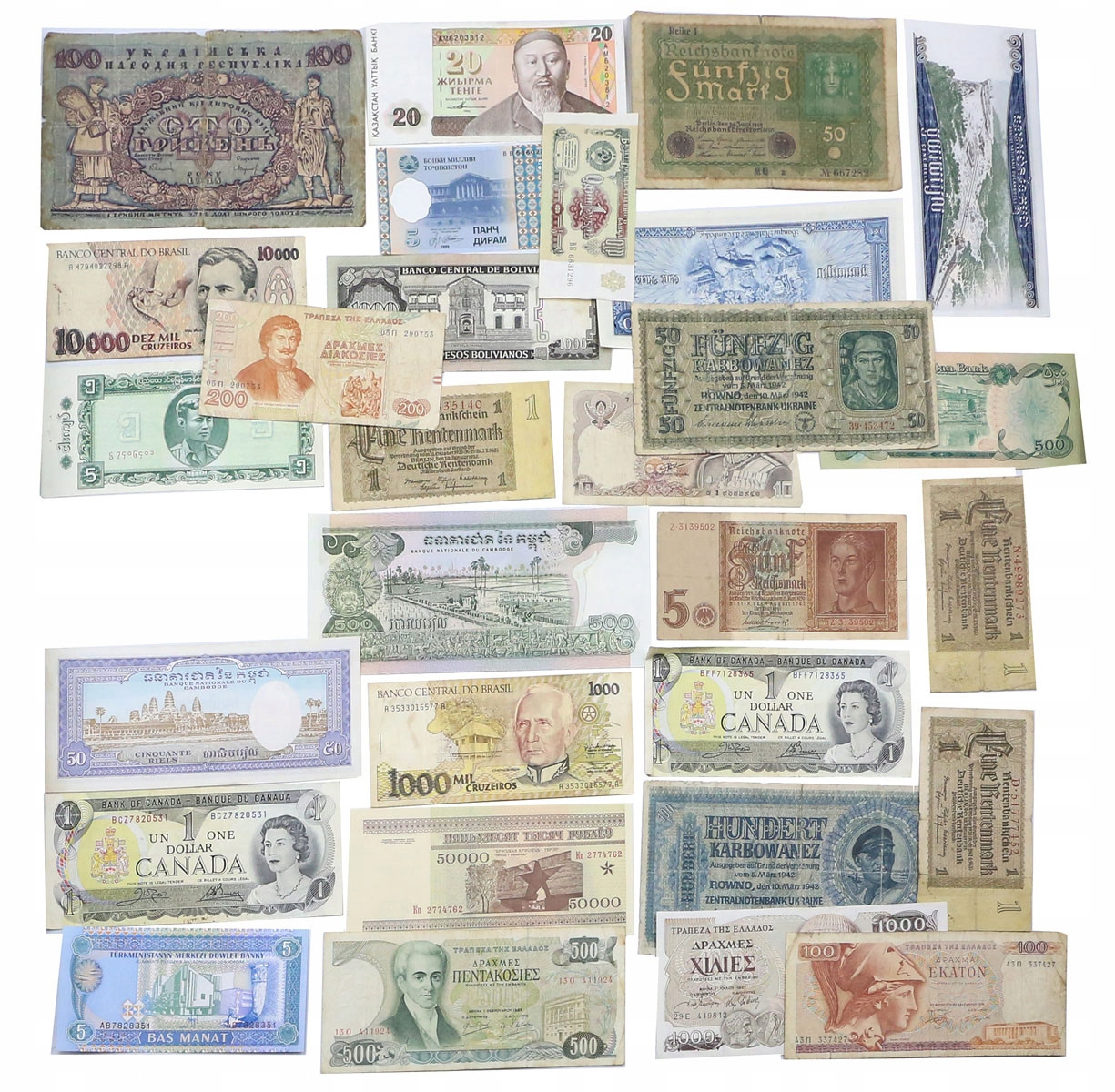 Świat, banknoty, zestaw około 115 sztuk