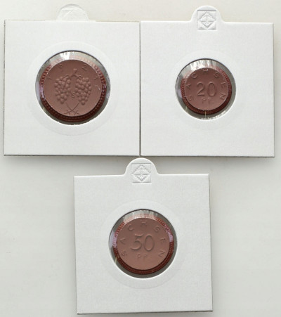 Niemcy 20, 50 fenigów, 1 marka 1921 porcelana 3szt