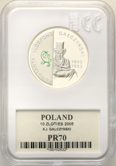 III RP. 10 złotych 2005 Gałczyński GCN PR70