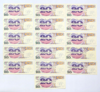 20 złotych 1982, zestaw 16 banknotów