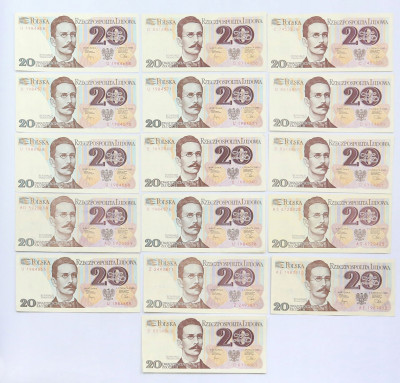 20 złotych 1982, zestaw 16 banknotów