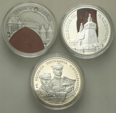 III RP. 20 złotych 2002-2008, zestaw 3 szt. RÓŻNE