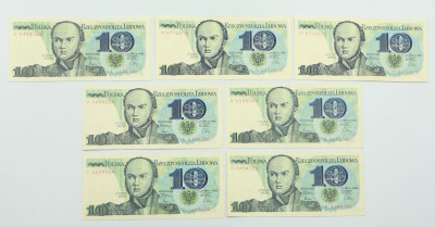 10 złotych 1982, zestaw 7 banknotów