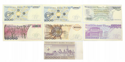 1000 – 200.000 złotych 1982 1993, zestaw 7 szt