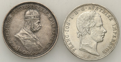 Austria/ Węgry. Korona + floren 1858-1896 – 2 szt.