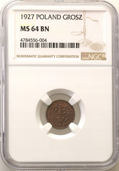 II RP 1 grosz 1927 NGC MS64 BN