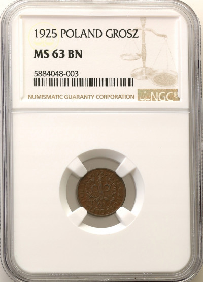 II RP 1 grosz 1925 NGC MS63 BN