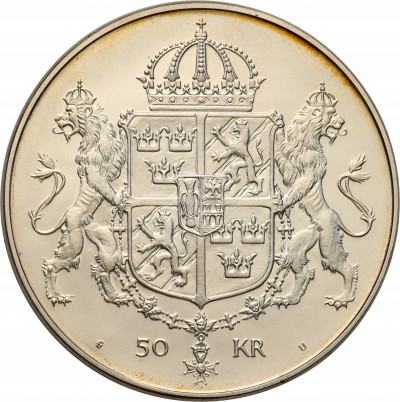 Szwecja. 50 Koron - Ślub Carl XVI Gustaf – SREBRO