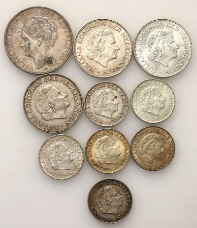 Holandia monety srebrne - zestaw 10 sztuk st.2/3