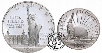 USA zestaw 1 dolar 1986 + 50 centów 1986 st. L