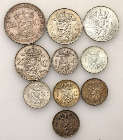 Holandia monety srebrne - zestaw 10 sztuk st.2/3