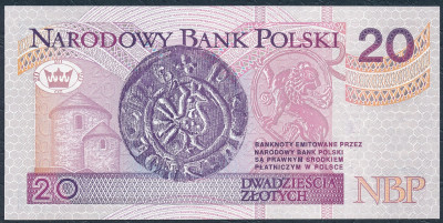 Chrobry 20 złotych 1994 seria AA zastępcza