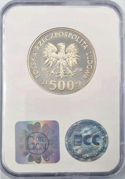 500 złotych 1988 Piłka Włochy 1990 st.L