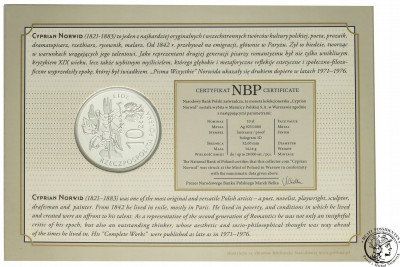10 złotych 2013 Cyprian Kamil Norwid st.L