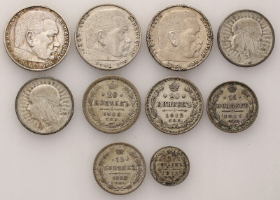 Zestaw. Rosja, Polska, Niemcy – 10 monet - SREBRO