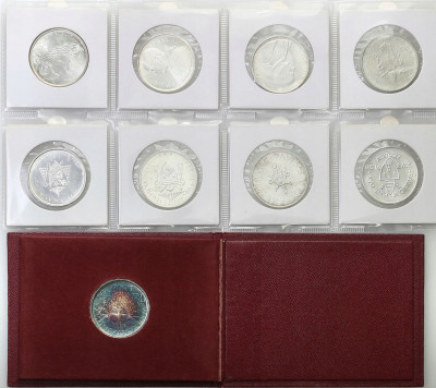 Watykan, 500 lire, zestaw 9 monet, SREBRO, RÓŻNE
