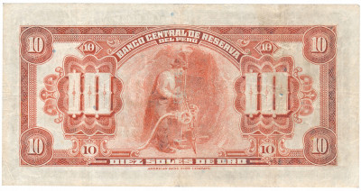 Banknot Peru 10 soles de oro 1941 st.2