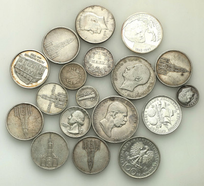 Europa. Zestaw srebrnych monet – MIX – 18szt