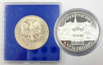 Polska, Austria, zestaw 2 monet, SREBRO st. L