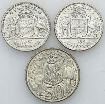 Australia monety SREBRO zestaw 3 sztuk st.1