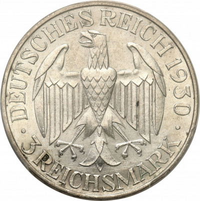 Niemcy, Weimar. 3 marki 1930 G, Zeppelin PCGS AU58
