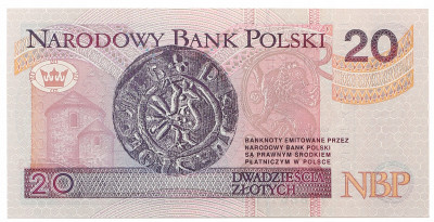 Banknot 20 złotych 1994 seria zastępcza YE