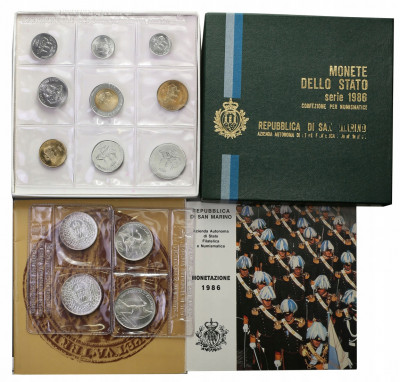 San Marino zestaw rocznikowy 1986 + 4 monety Ag