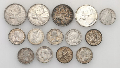 Kanada monety SREBRO zestaw 14 sztuk