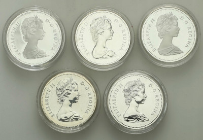 Kanada 1 dolar 1976-1986 lustrzanki - 5szt.