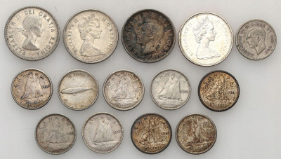 Kanada monety SREBRO zestaw 14 sztuk