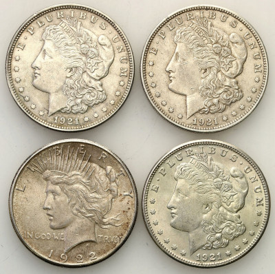 USA. Liberty dolar 1921-1922 RÓŻNE – 4 sztuki