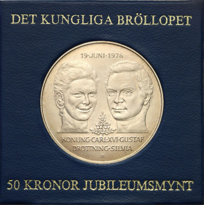 Szwecja 50 kronor (koron) 1976 – Ślub, Srebro st.1