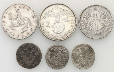 Europa. Zestaw monet srebrnych XIX – XX w – 6szt