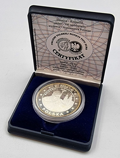 PRÓBA Essai 5 euro Jan Paweł II Gniezno 2004 Ag L
