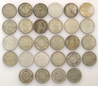 Szwecja monety 1 korona SREBRO zestaw 28 sztuk