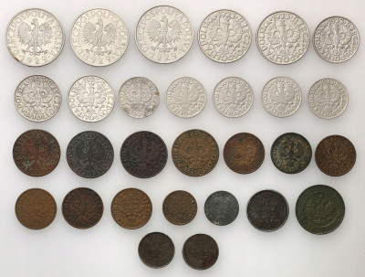 Zestaw monet groszowych + 1 złoty 1929 RÓŻNE 23szt