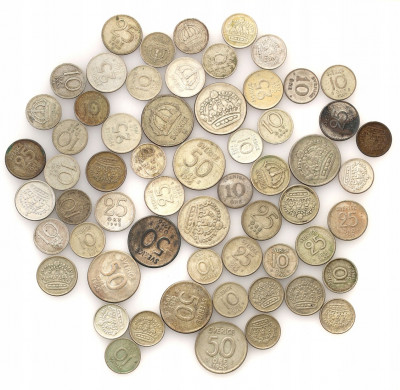Szwecja monety SREBRO zestaw 60 sztuk