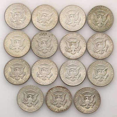 USA 1/2 dolara 1966-69 SREBRO zestaw 15 sztuk