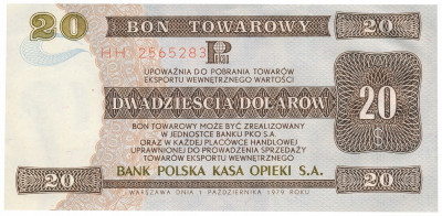 Banknot 20 dolarów 1979 seria HH PeKaO st.1