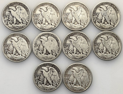 USA 1/2 dolara 1942-1943 SREBRO - 10 sztuk