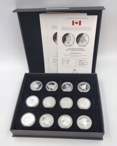 Zestaw 12 szt Srebrne monety Kanadysjskie SREBRO