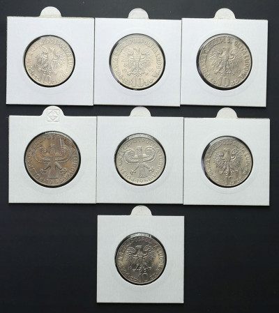 10 złotych Kopernik i Kolumna - zestaw 7 szt uk