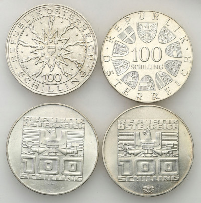 Austria 100 schilling 1976-78 zestaw 4 szt SREBRO