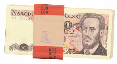 Banknot 100 złotych 1986 seria RR (23 sztuki) st.1