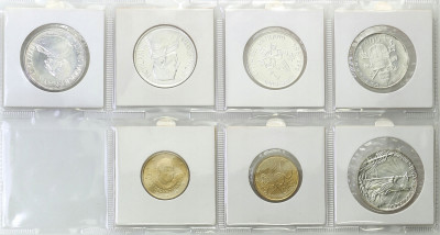 Watykan, zestaw 7 monet, SREBRO + mosiądz