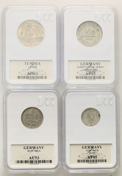 Niemcy + Tunezja zestaw zagranicznych monet