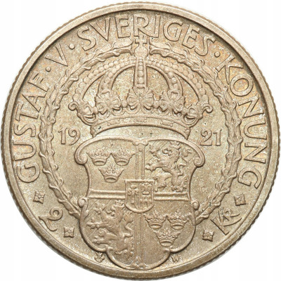 Szwecja, Gustaw V. 2 korony 1921, Sztokholm st. 1