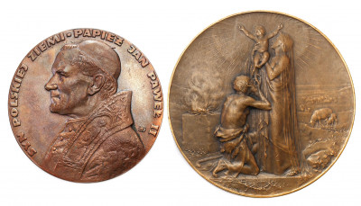 Polska/Francja Dupre Zestaw medali Papież + Jezus